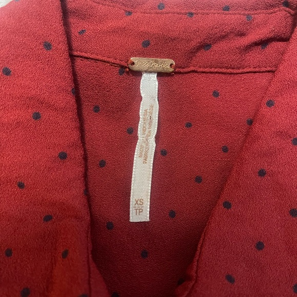 Free People This Town Red Polka Dot Shirt Dress Women - Picture 5 of 6